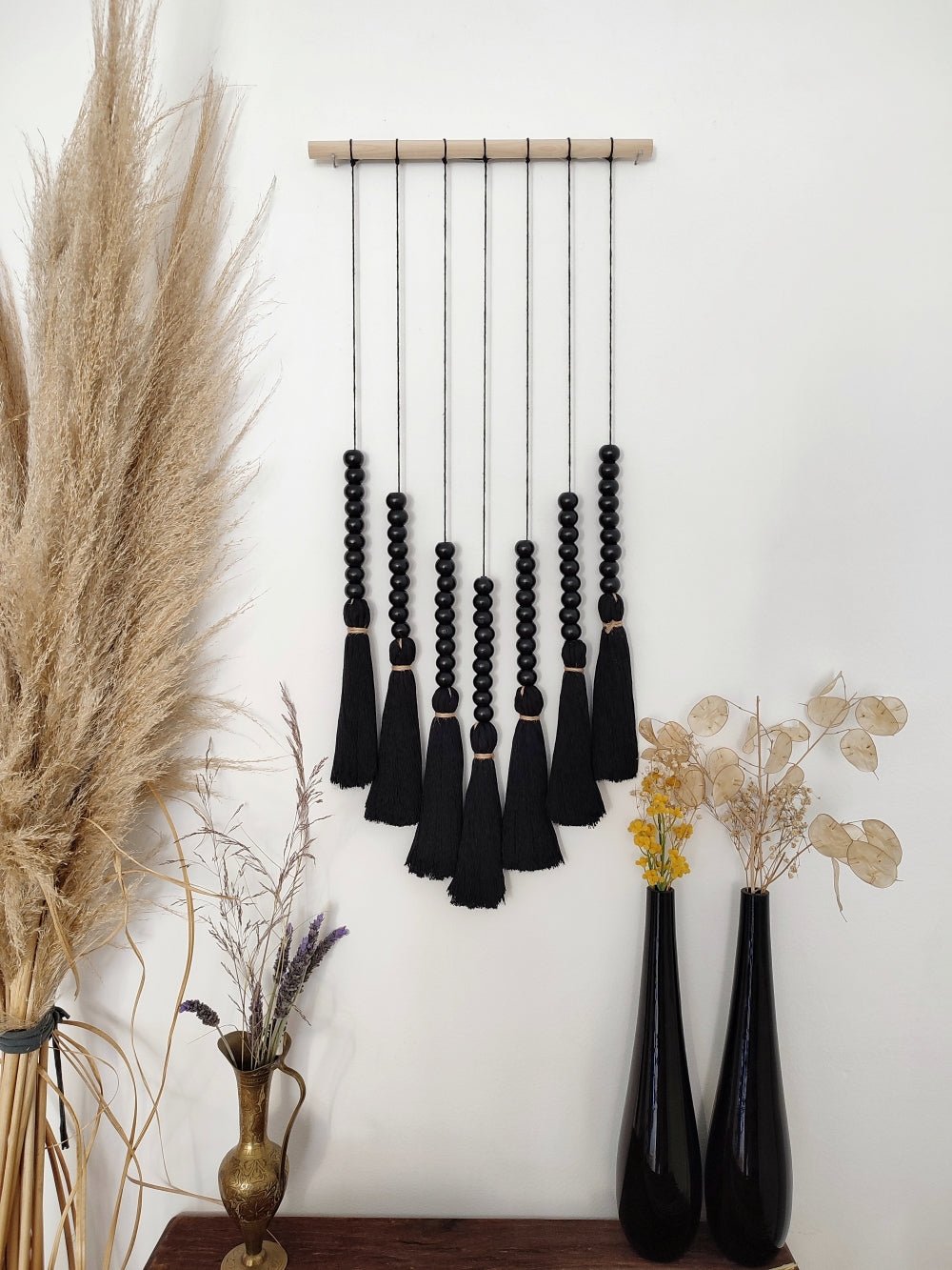 Mini Midnight Black Tassel Tapestry - Pepita Topos