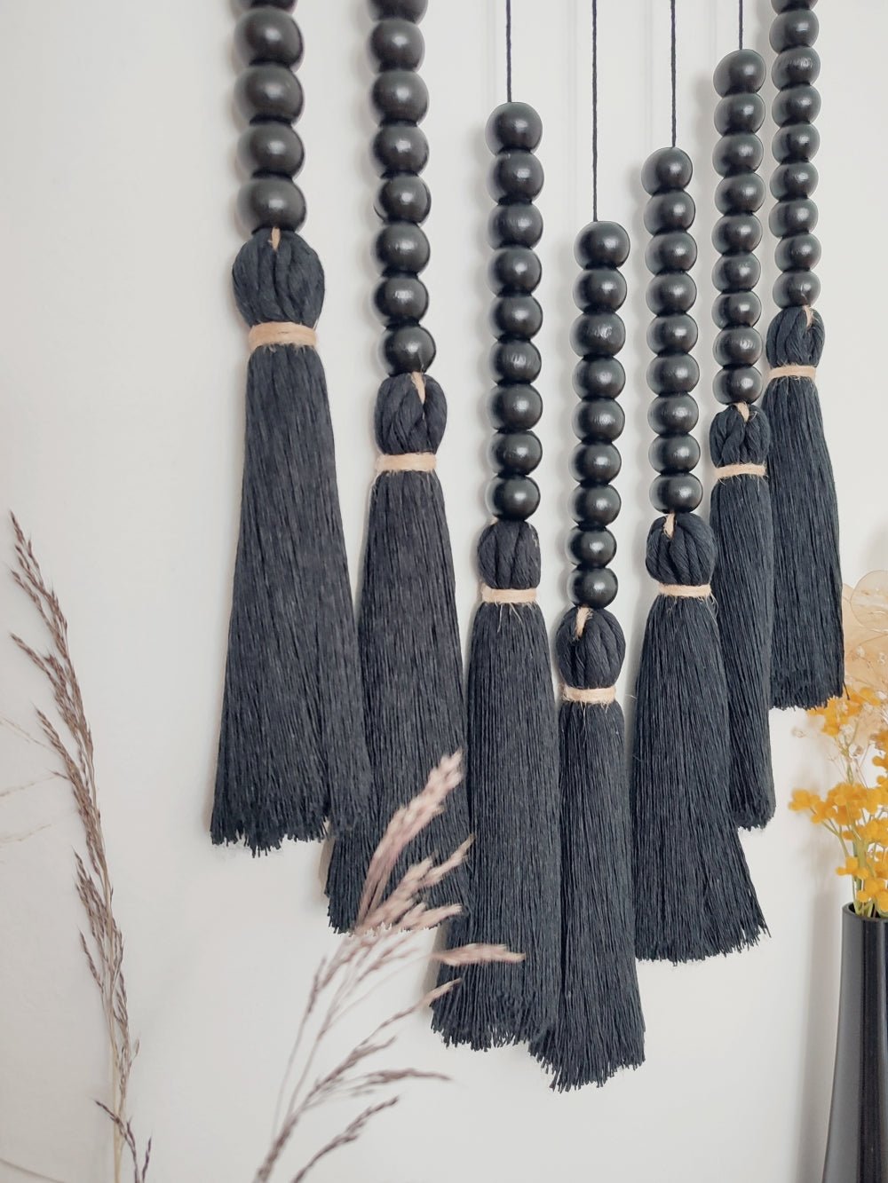 Mini Midnight Black Tassel Tapestry - Pepita Topos