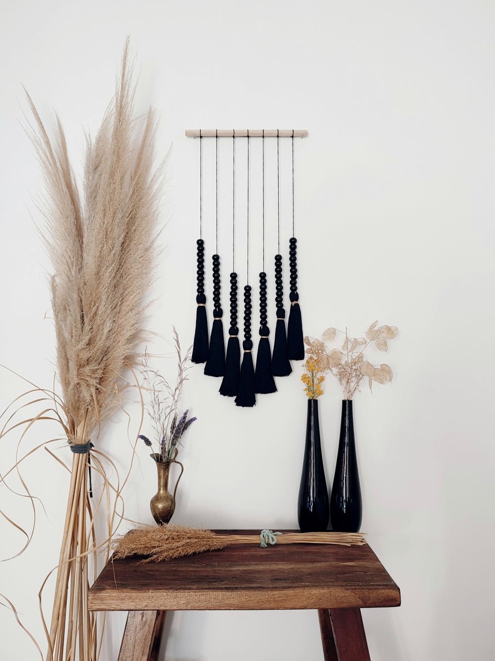 Mini Midnight Black Tassel Tapestry - Pepita Topos